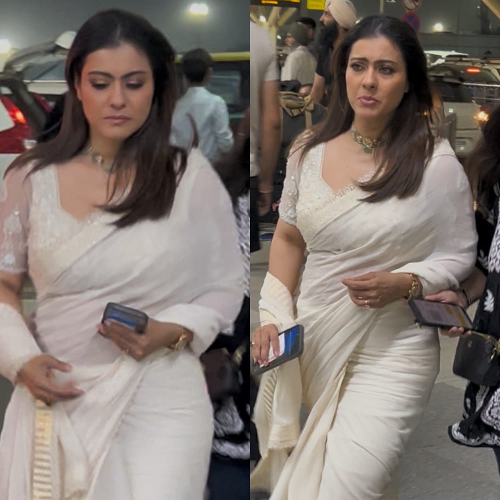 Kajol wears saree at airport and serves elegant Anjali vibes from Kuch Kuch Hota Hai 