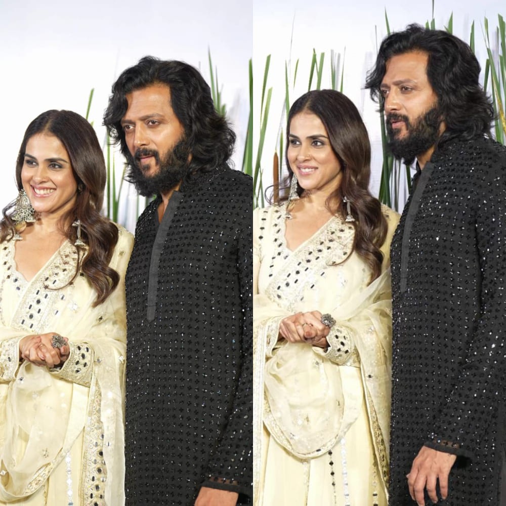 Genelia and Riteish Deshmukh are nothing less than 'Eid ka Chaand' in ivory anarkali an...