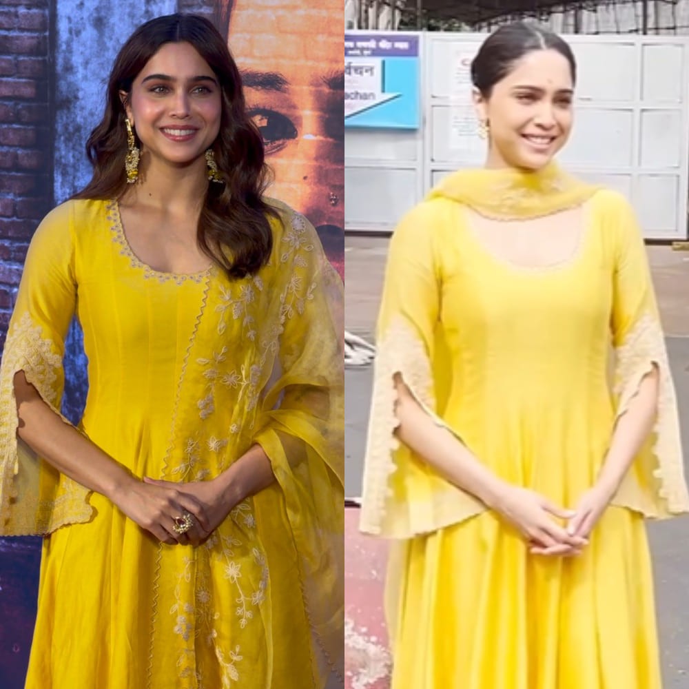 Sharvari REPEATS her Rs 33,000 yellow dori embroidered anarkali dress for Kesari 2 premiere night 