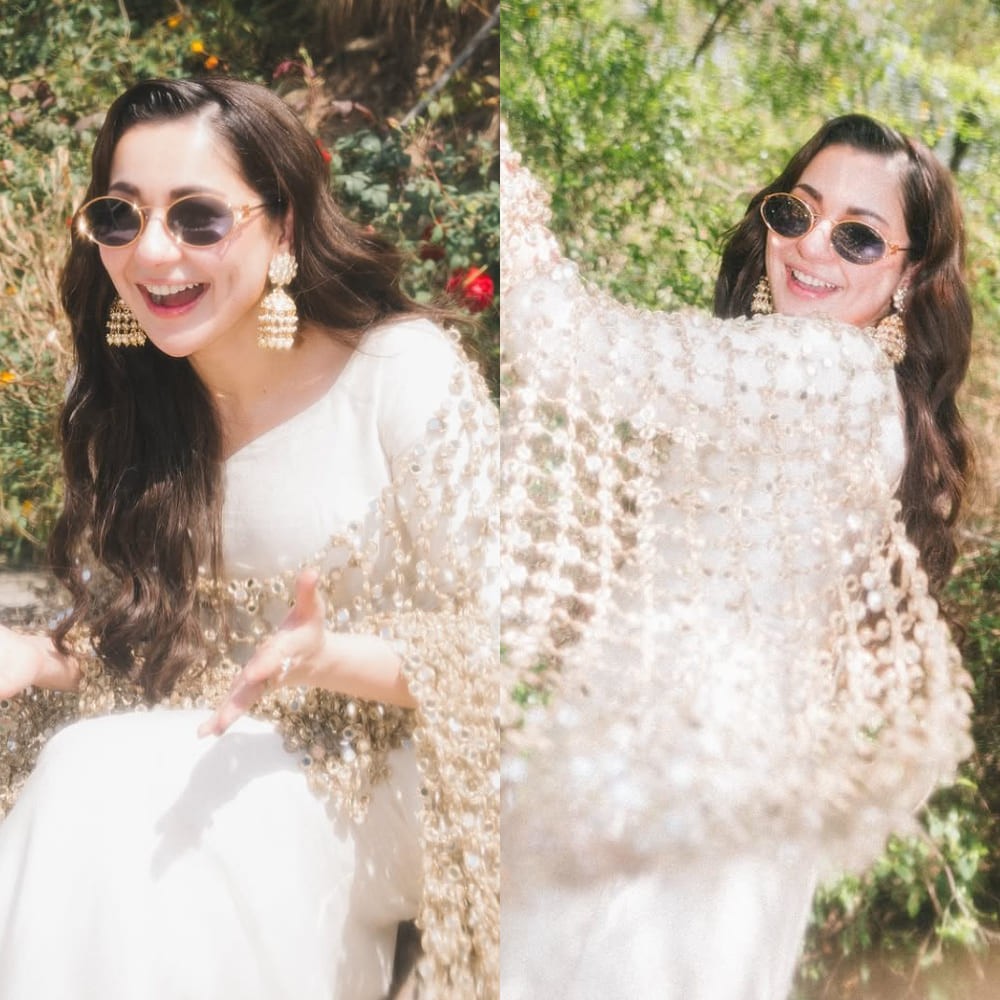 Hania Aamir brings fresh wedding fashion trend, wears mirror jaal veil with white kurta and sharara