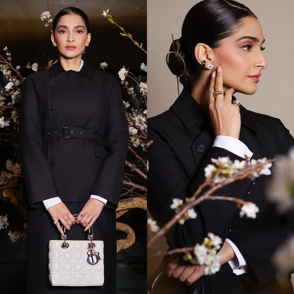 Sonam Kapoor brings corporate drama to couture with sharp tailoring and Sakura-toned makeup
