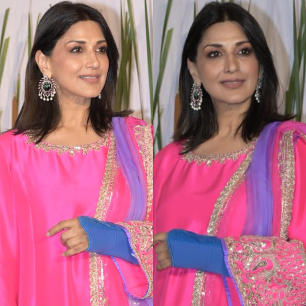Sonali Bendre walks into Arpita Khan's Eid party looking stunning in traditional pink d...
