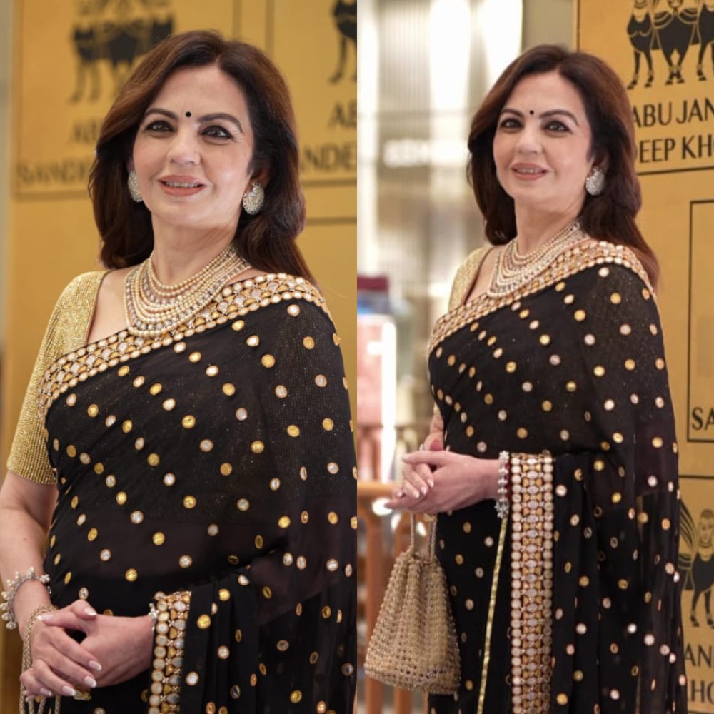 Nita Ambani looks as elegant as ever in black and gold saree at Abu Jani Sandeep Khosla event