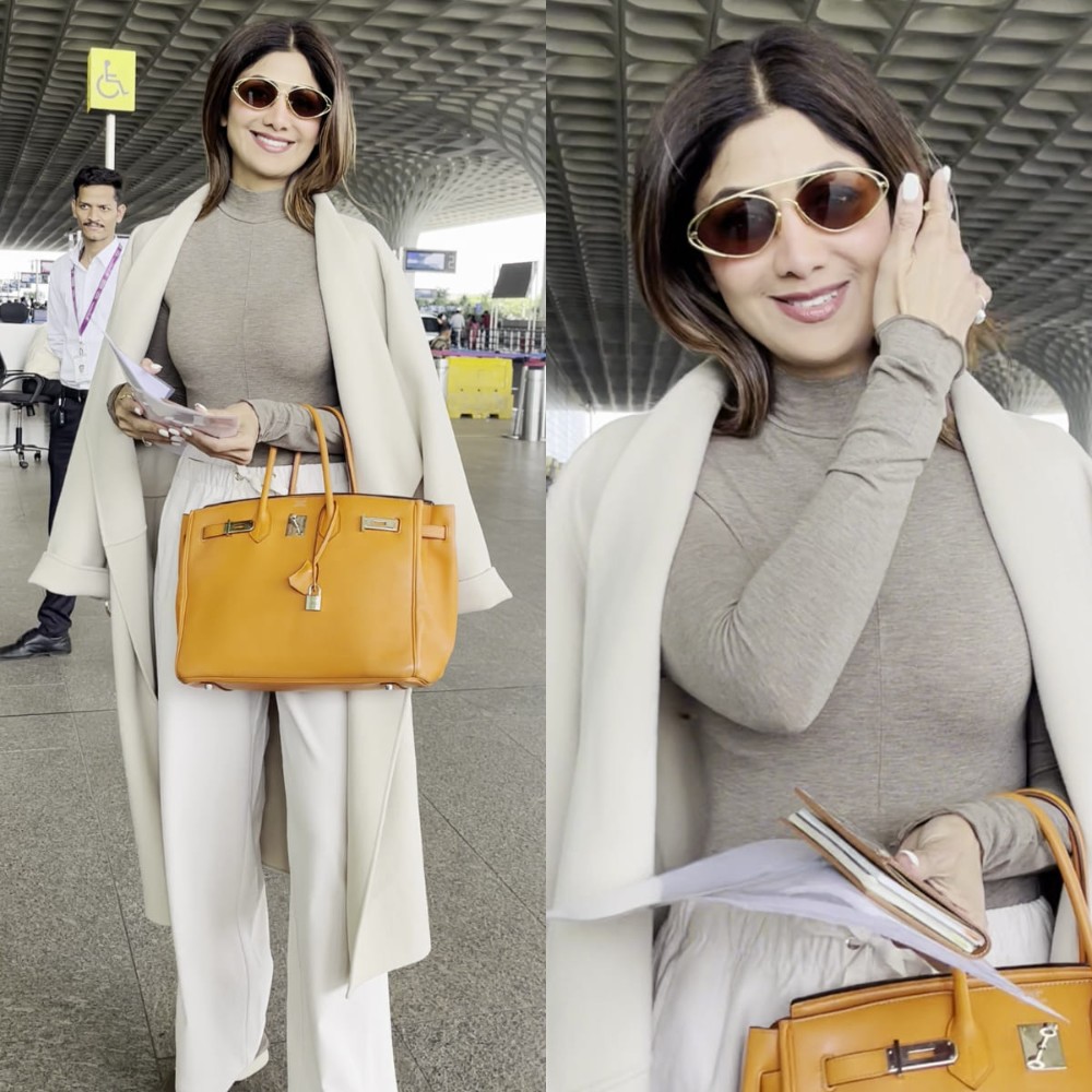 Shilpa Shetty carries Rs 15,89,528 Hermès Birkin bag as her luxurious travel companion, flaunts elite airport look