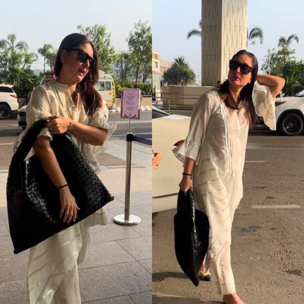 Kareena Kapoor keeps it 'desi but Poo-static' as she pairs Rs 4,18,349 shoulder bag with white ethnic set
