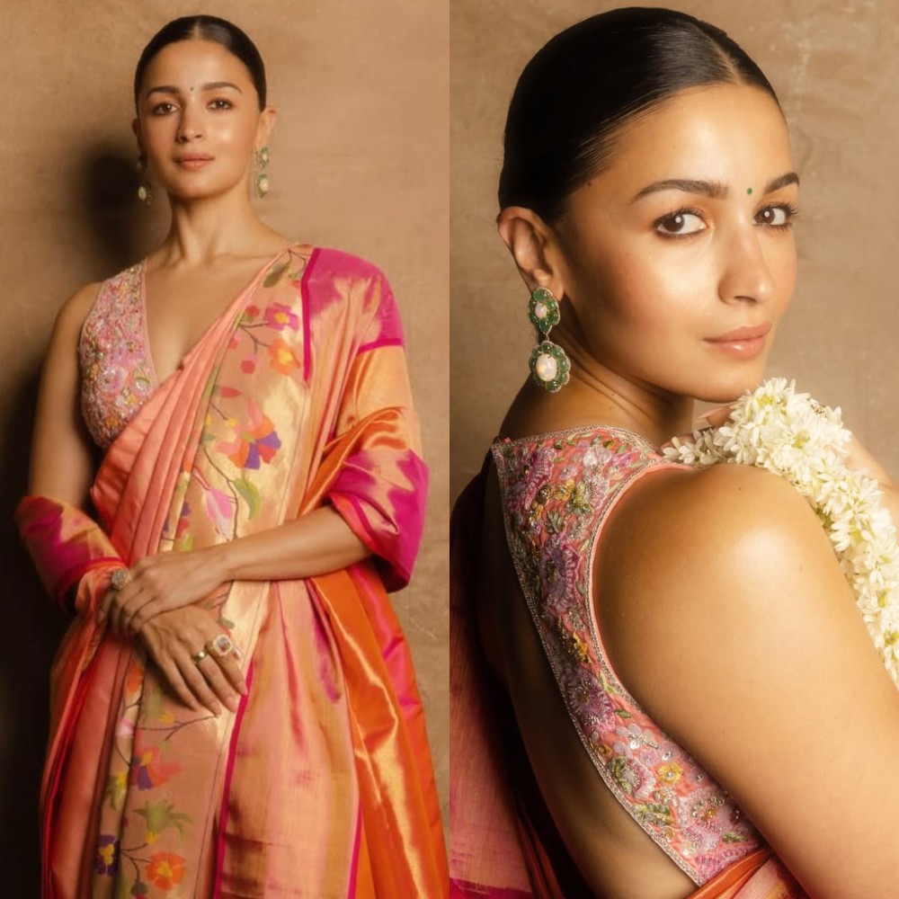 Alia Bhatt paired her Paithani nauvari Saree with backless blouse for Waves 2025 