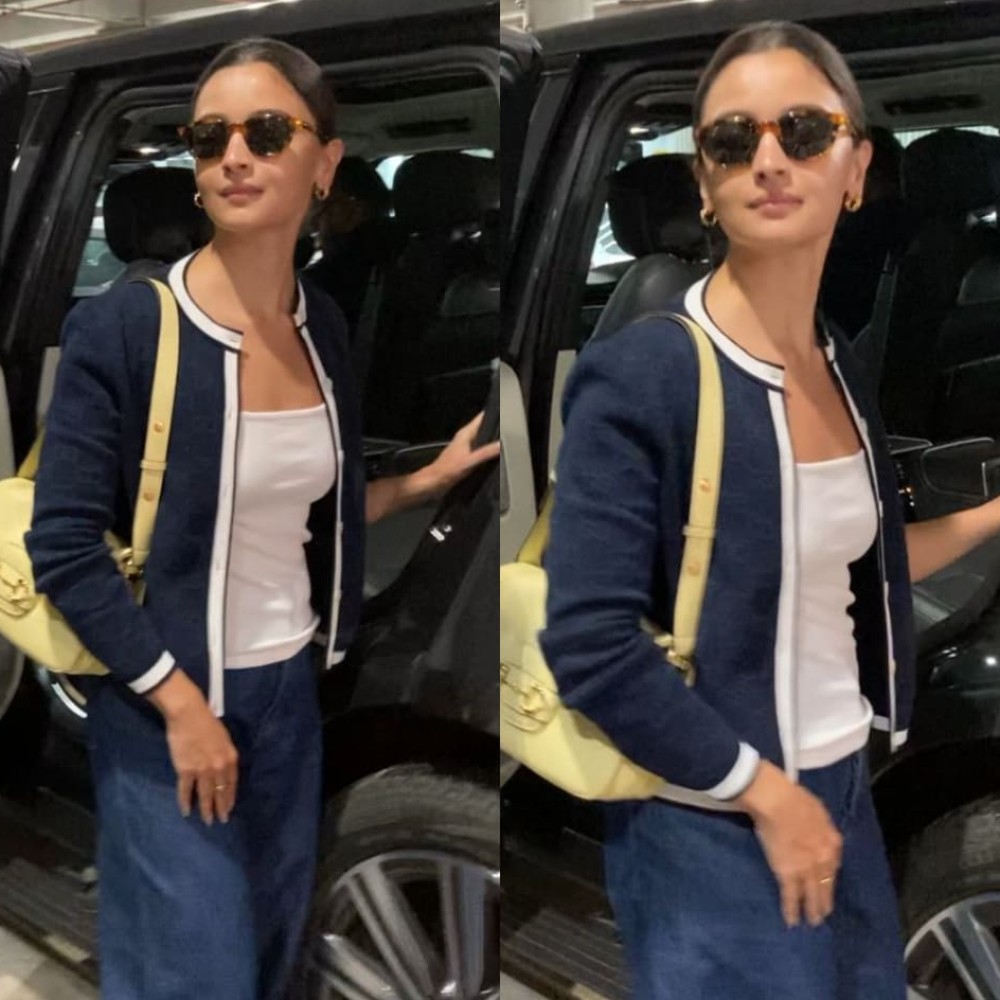 Alia Bhatt returns from Cannes sporting Rs 1,64,848 blue cardigan and yellow shoulder bag at Mumbai airport