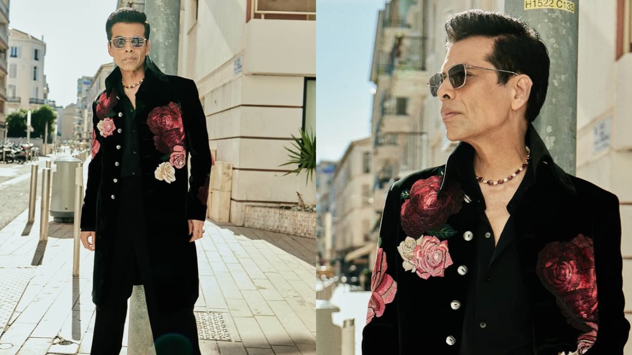 Cannes Film Festival 2025: Karan Johar’s Rohit Bal rose outfit took 410 hours to make. PC: Sheldon Santos Karan Johar