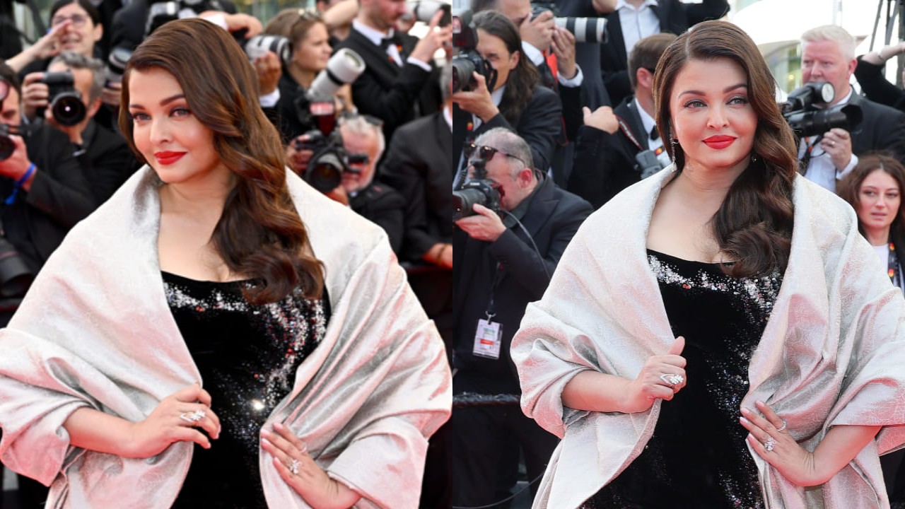 Cannes Film Festival 2025: Aishwarya Rai Bachchan looks regal in her second look wearing Gaurav Gupta velvet gown and shawl (PC: Getty Images) Aishwarya Rai Bachchan