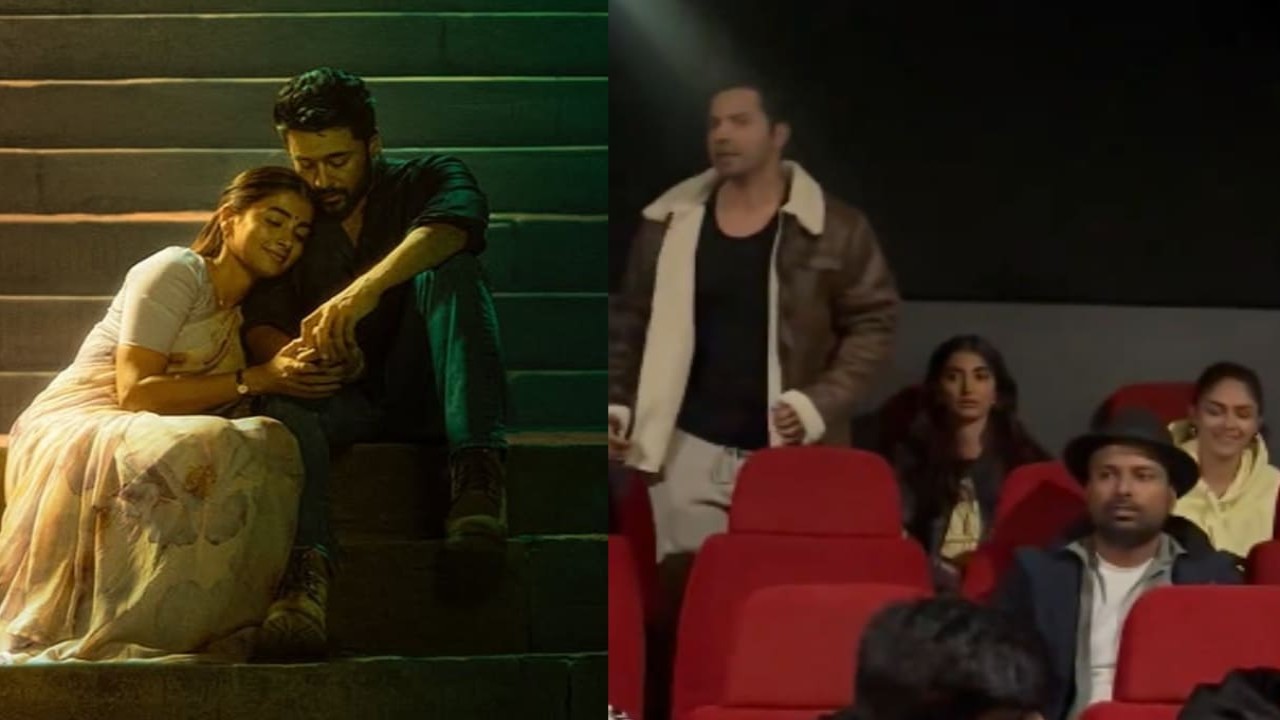 Video: Pooja Hegde watches Retro with Varun Dhawan and Mrunal Thakur in London (PC: Pooja Hegde Instagram/Christopher Kanagaraj X) Pooja Hegde Instagram/Christopher Kanagaraj X