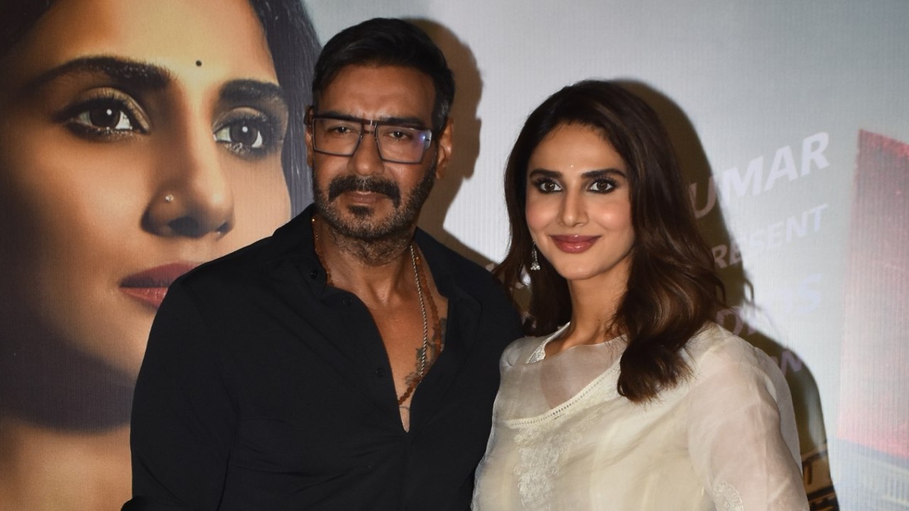 Raid 2 Screening: Ajay Devgn keeps it simple in black, Vaani Kapoor stuns in traditional attire ahead of movie release, WATCH