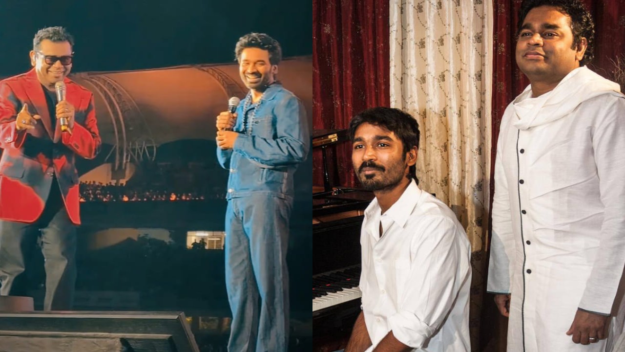 WATCH: Dhanush surprises fans at AR Rahman's Mumbai concert, sings Adangaatha Asuran from Raayan (PC: Shirl X/SS music Facebook) Shirl X/SS music Facebook