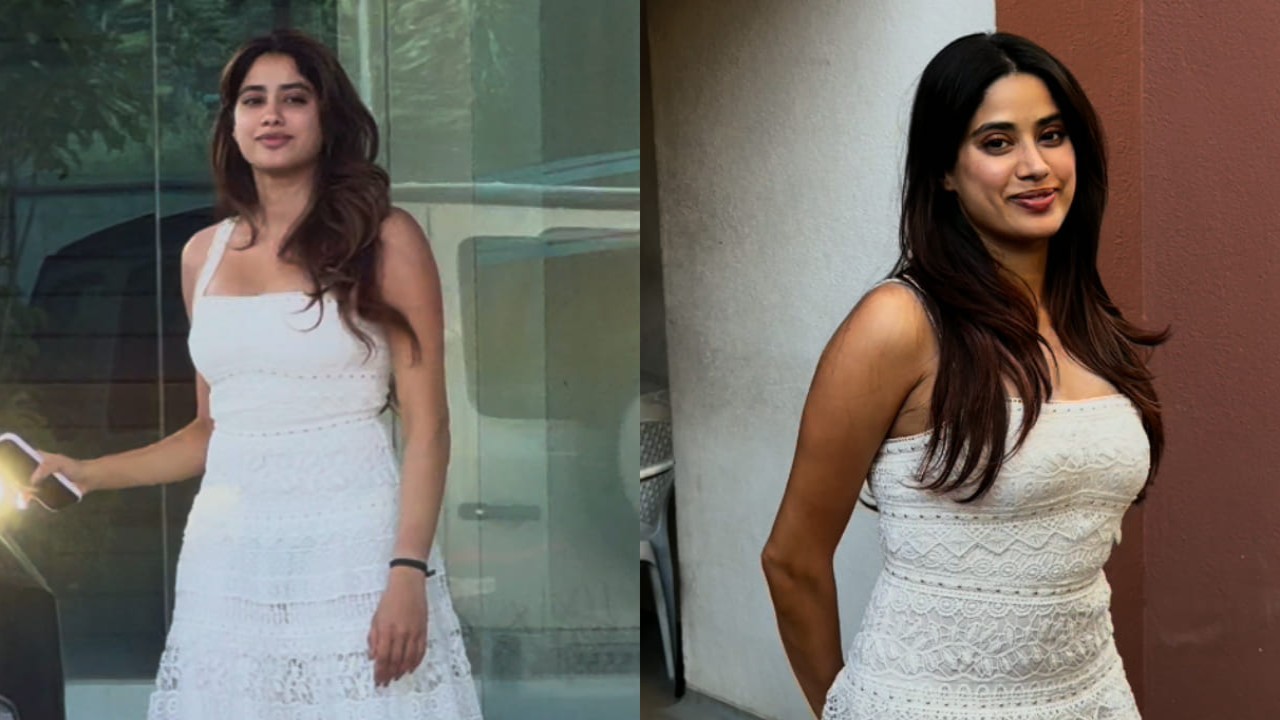 Janhvi Kapoor REPEATS her Rs 64,958 white birthday maxi dress for a meeting in Mumbai with no makeup look (PC: APH Images) Janhvi Kapoor