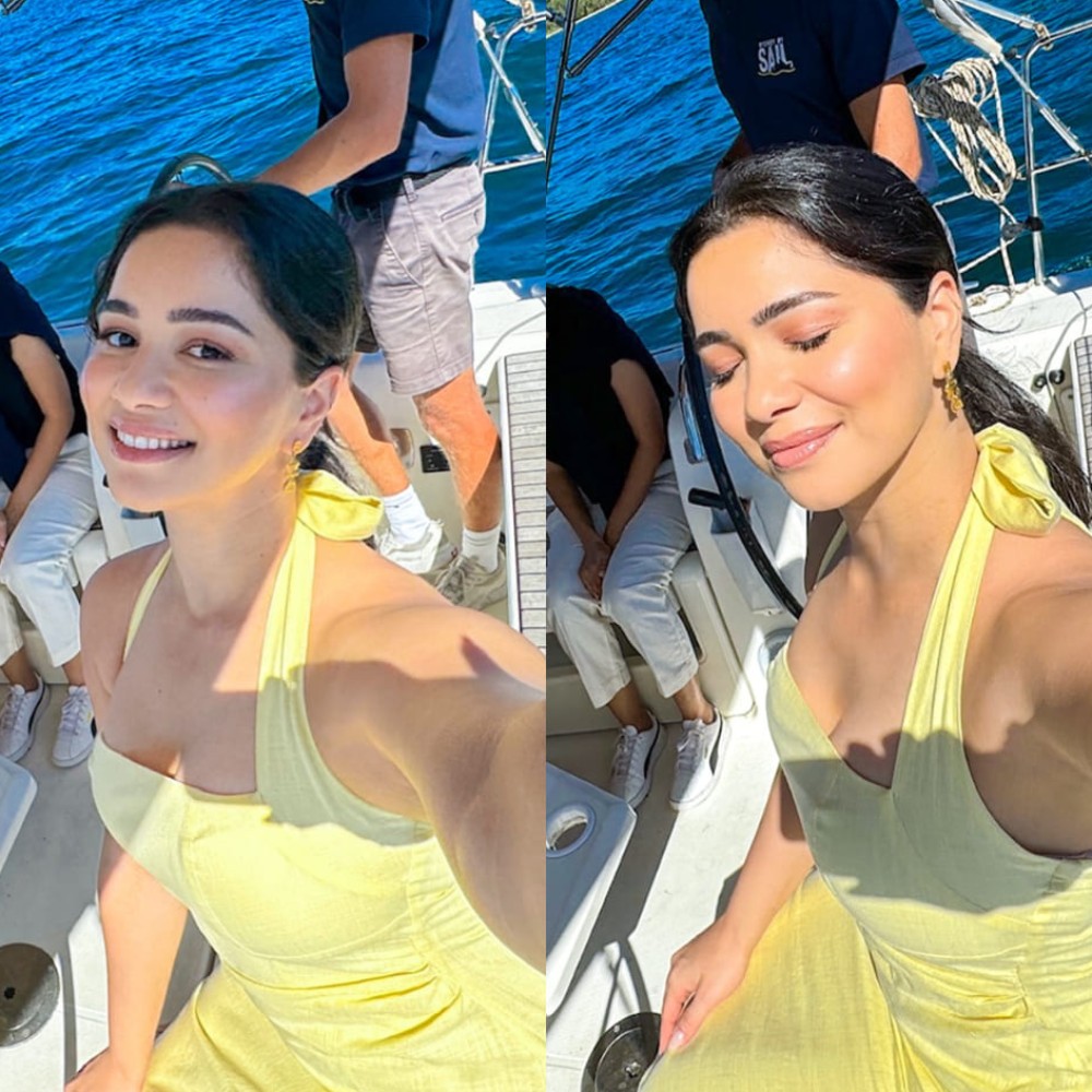 Sara Tendulkar enjoys her breezy 'KASHTI' ride in Rs 10,821 yellow midi dress, perfect for next yacht adventure