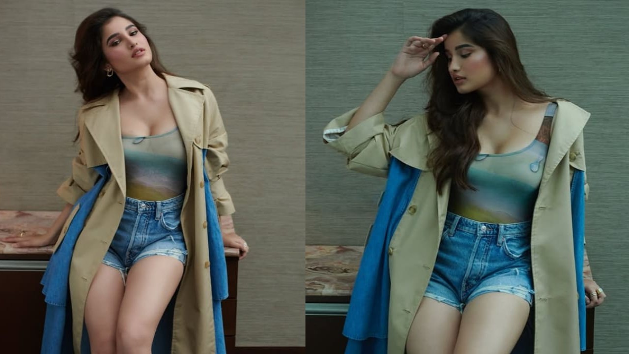 Rasha Thadani serves Gen Z look in Rs 80,000 trench coat, bold top and shorts. PC: Vaishnav Praveen Rasha Thadani