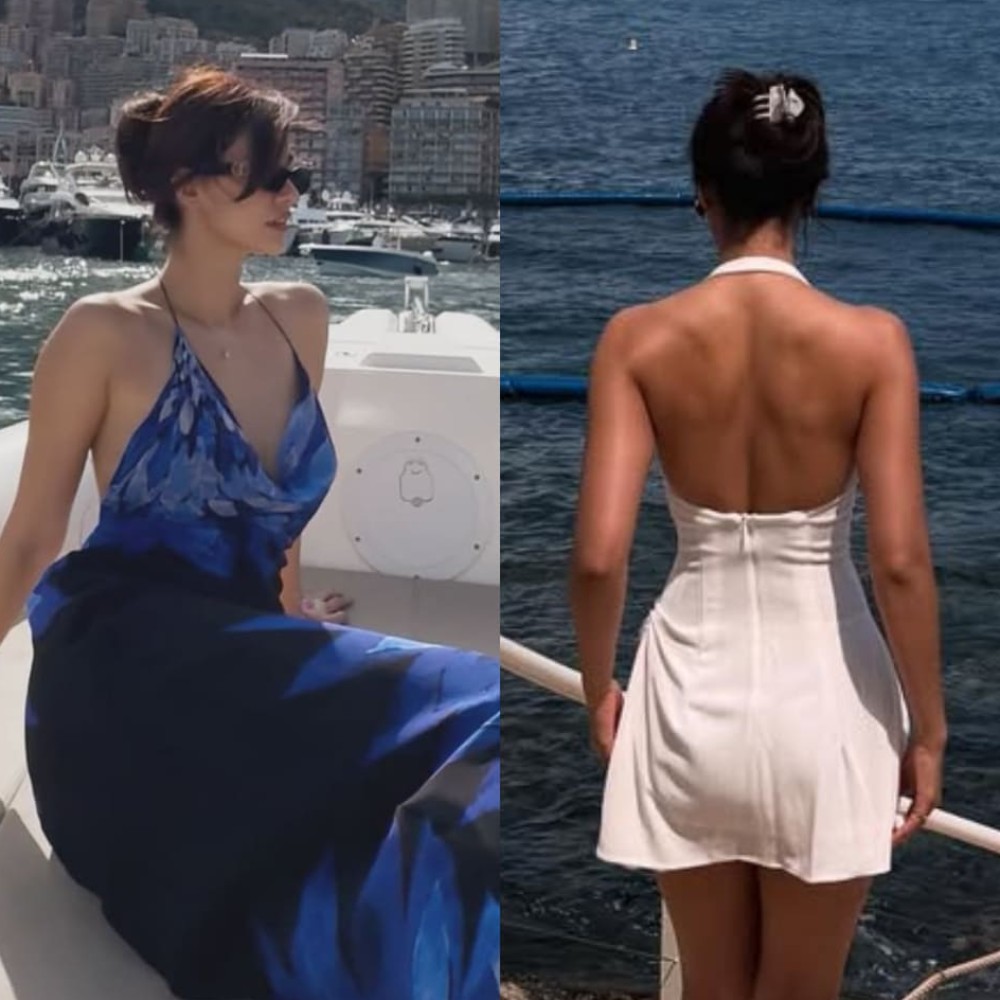 Disha Patani rocks in Monaco with Rs 18,397 blue maxi and white backless mini—her hotness is limitless