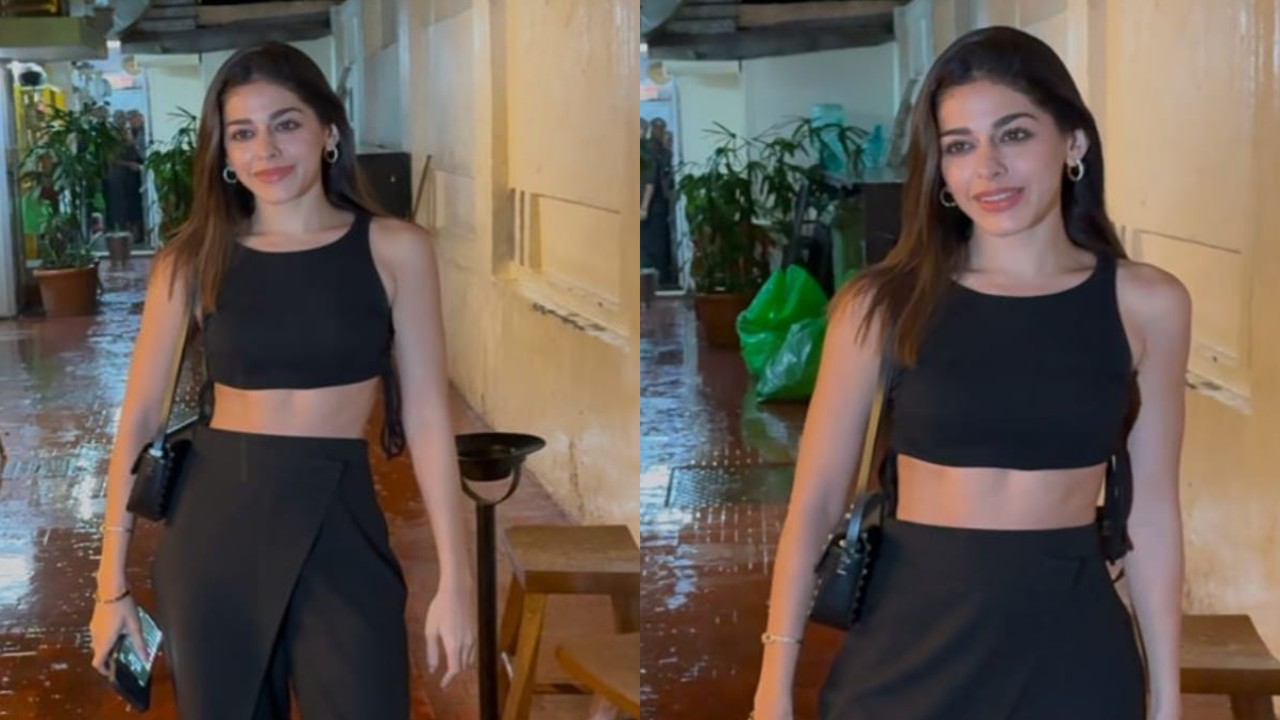 Alaya F goes ‘ALL BLACK’ with Rs 3,27,916 leather bag, crop top and wide-leg pants for the late-night outing (PC: Bablu) Alaya F