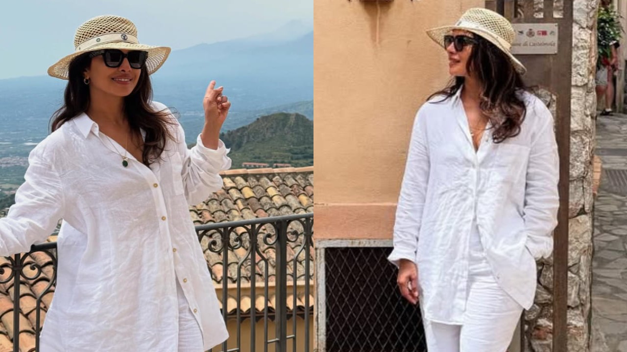 Priyanka Chopra chooses all-white for her bright summer vacation with hat and sunglasses (PC: Priyanka Chopra IG) Priyanka Chopra