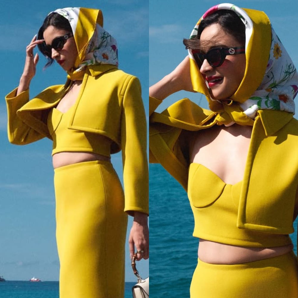 Cannes Film Festival 2025: Alia Bhatt is retro chic in yellow Gucci skirt set and a floral-printed silk scarf