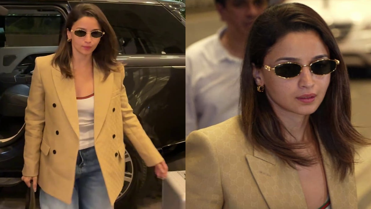 Cannes Film Festival 2025: Alia Bhatt repeats top and pairs it with Rs 3,00,000 Gucci bag, sunglasses for airport look. PC: APH Images Alia Bhatt