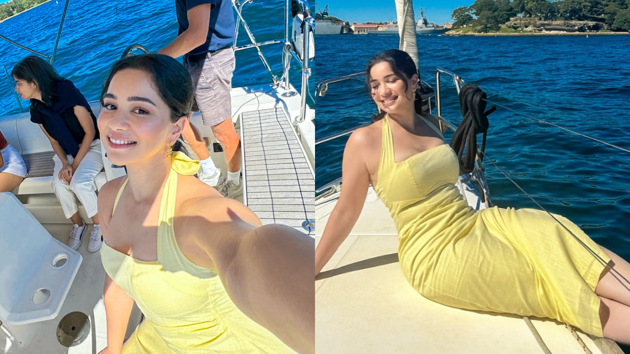 Sara Tendulkar enjoys her breezy 'KASHTI' ride in Rs 10,821 yellow midi dress, perfect for next yacht adventure