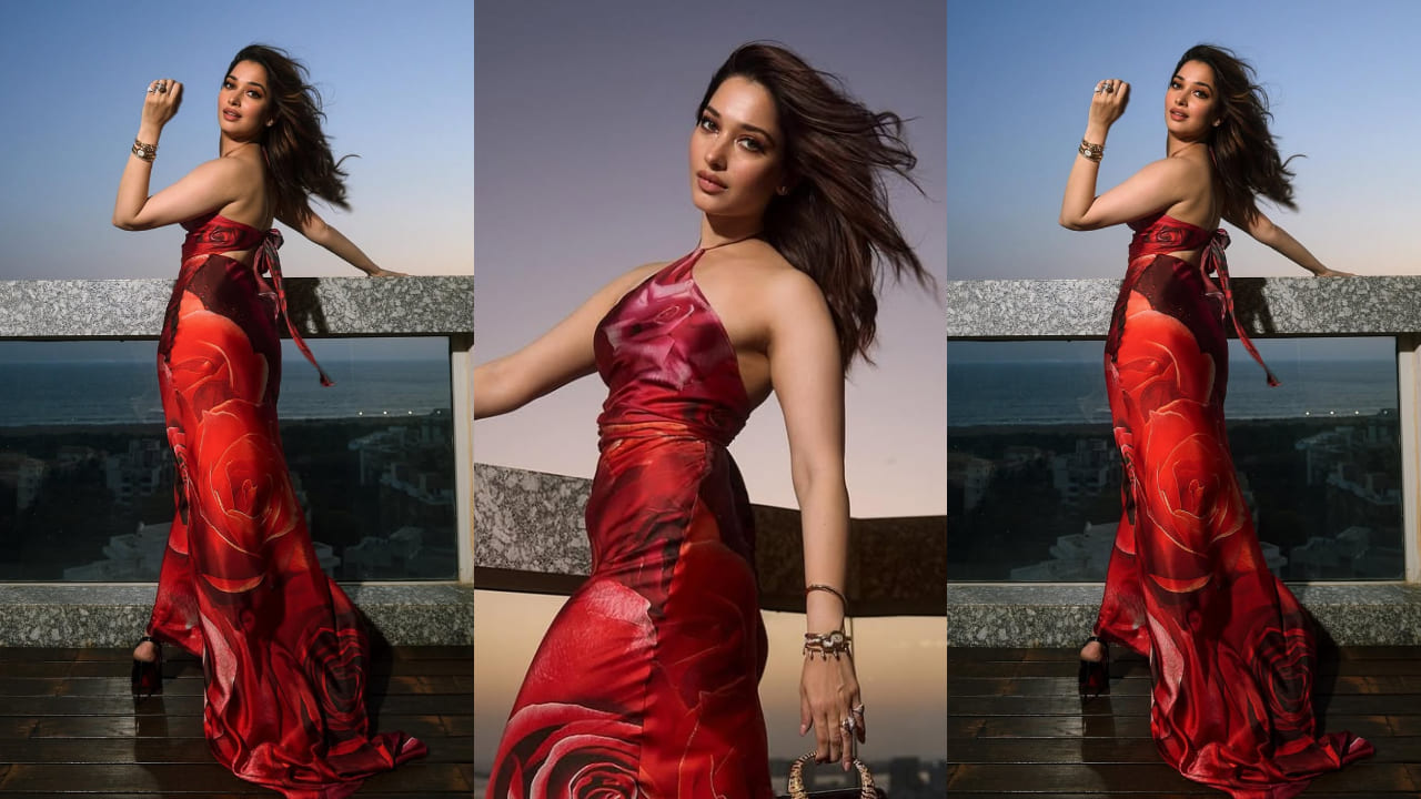 Tamannaah Bhatia breaks away from usual, pairs Rs 3,13,412 Medium Roar bag with hot rose print dress 