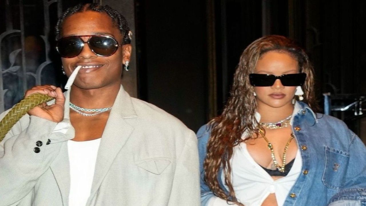 Rihanna and A$AP Rocky (via Getty Images)