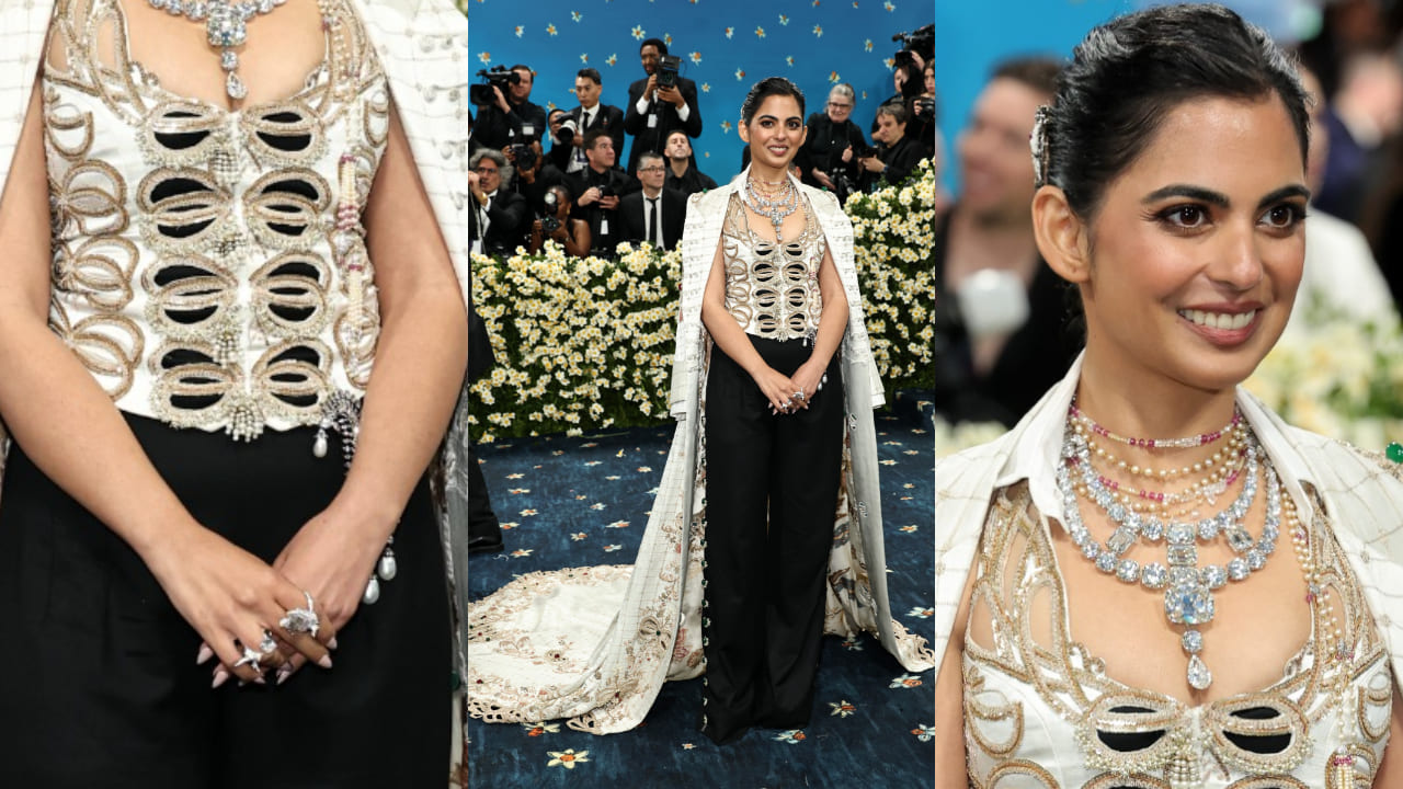 Isha Ambani wears mom Nita Ambani’s ‘khandani’ jewelry to MET Gala 2025. PC: Getty Images