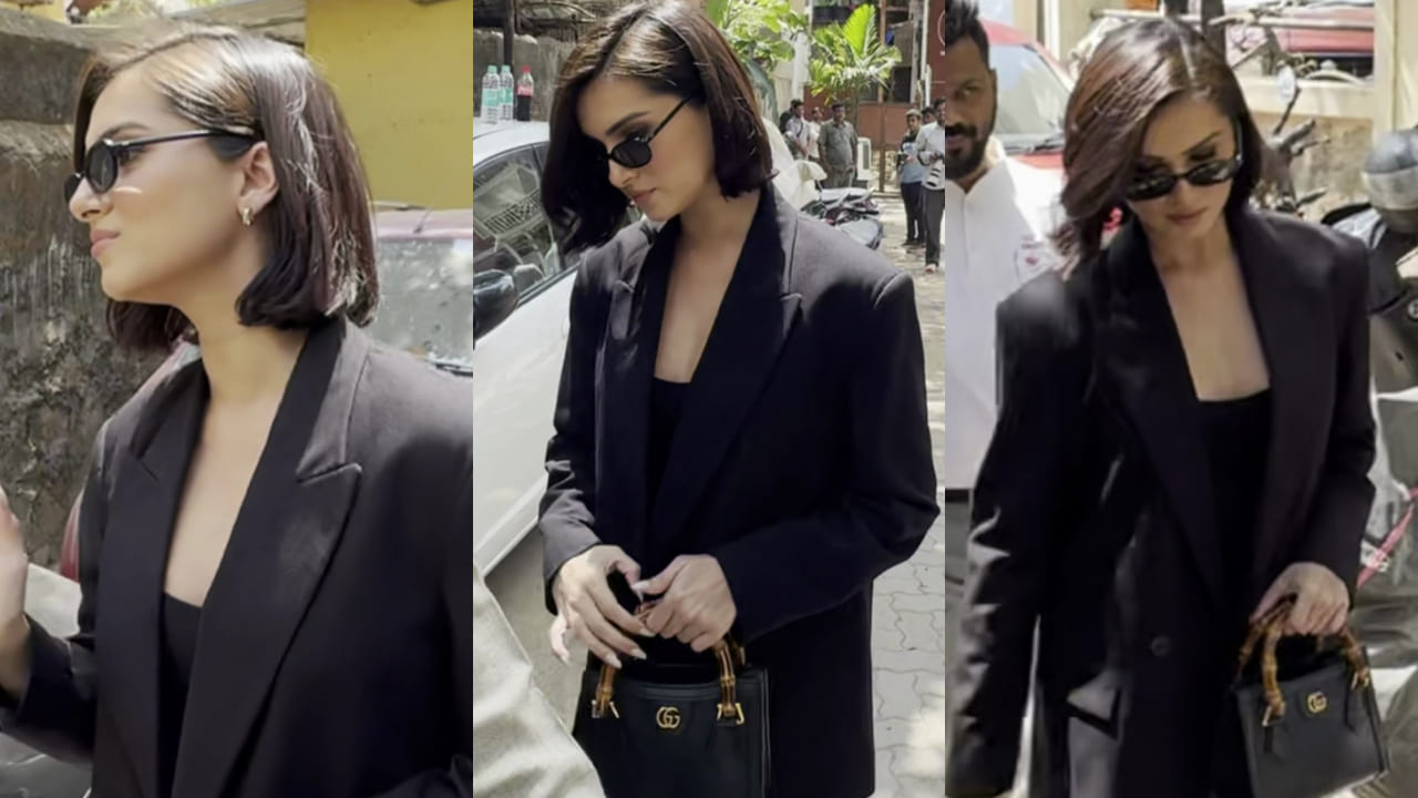 Tara Sutaria embraces corporate avatar in new short hair, pantsuit and Gucci bag worth Rs 2,95,000. PC: APH Images