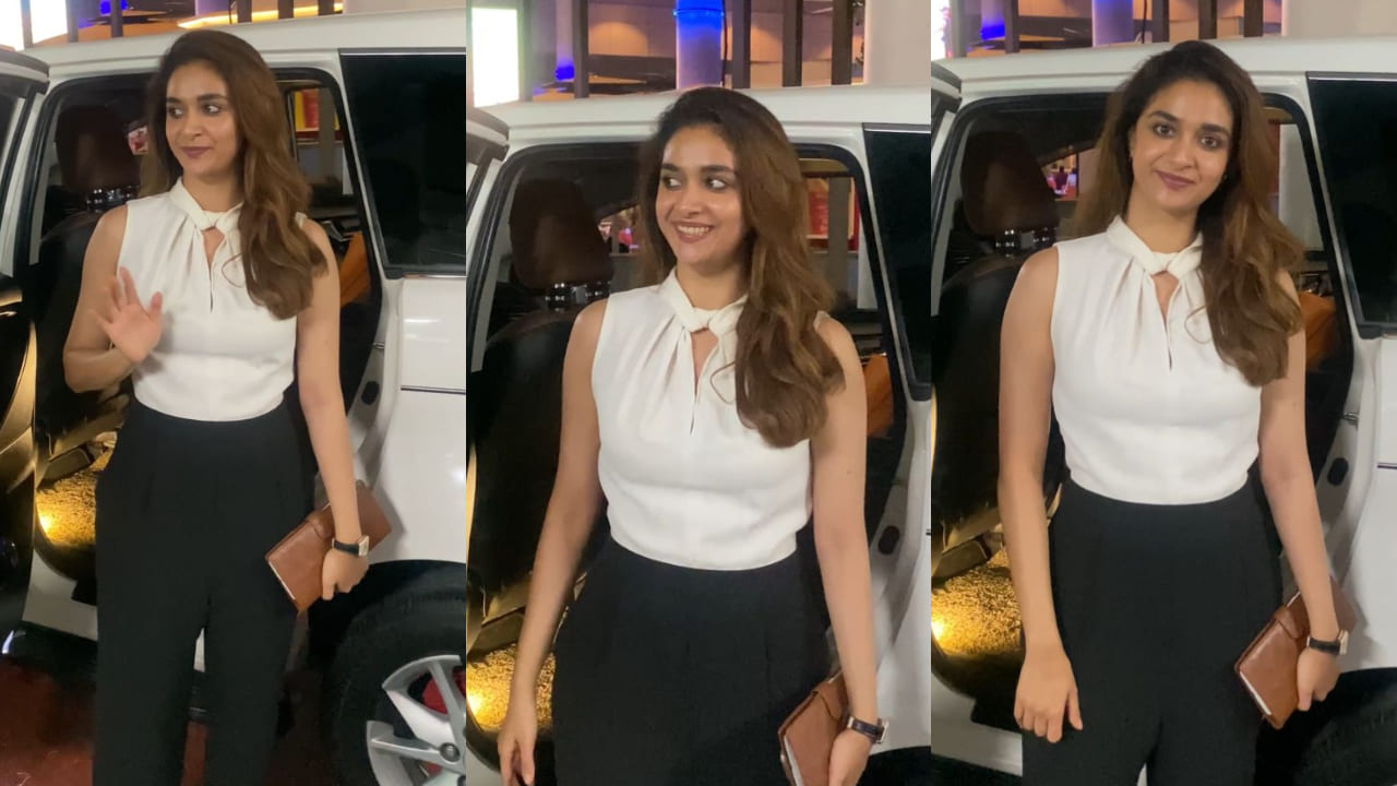 Keerthy Suresh wears white top and black pants to airport, it's perfect Friday office wear to date night look 