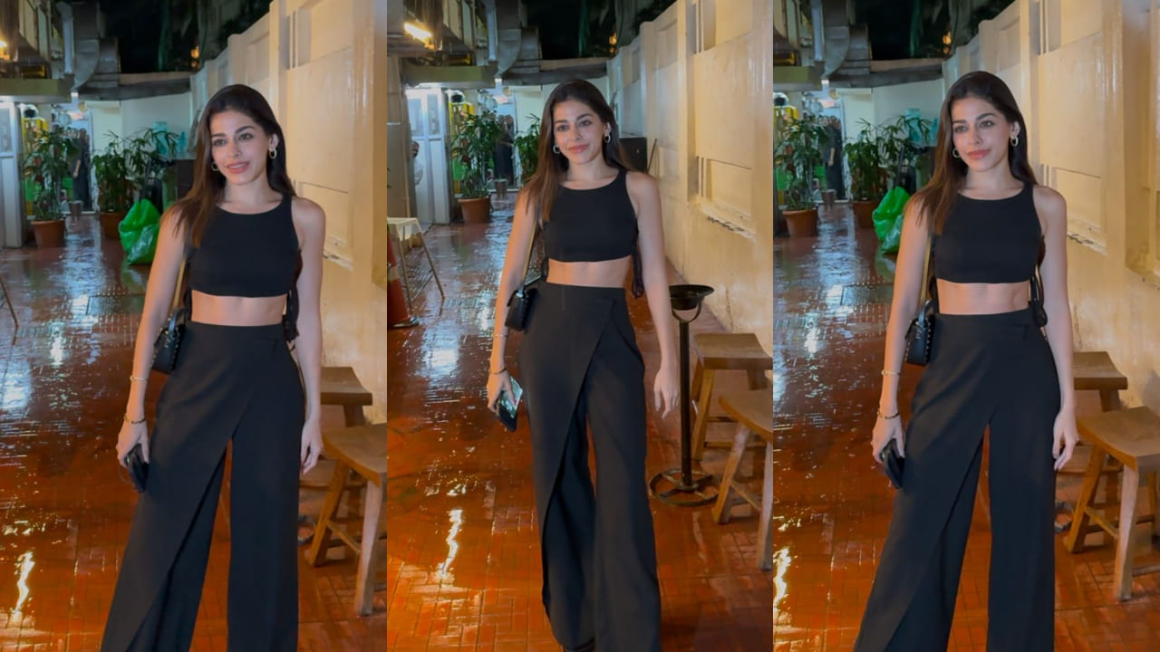Alaya F goes ‘ALL BLACK’ with Rs 3,27,916 leather bag, crop top and wide-leg pants for the late-night outing