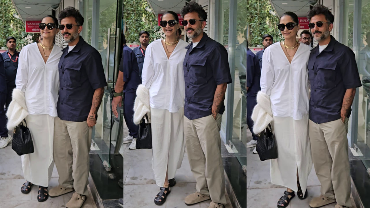 Sonam Kapoor wears mangalsutra with white cotton outfit and Dior bag worth Rs 3,60,000 on anniversary date with Anand Ahuja. PC: APH Images