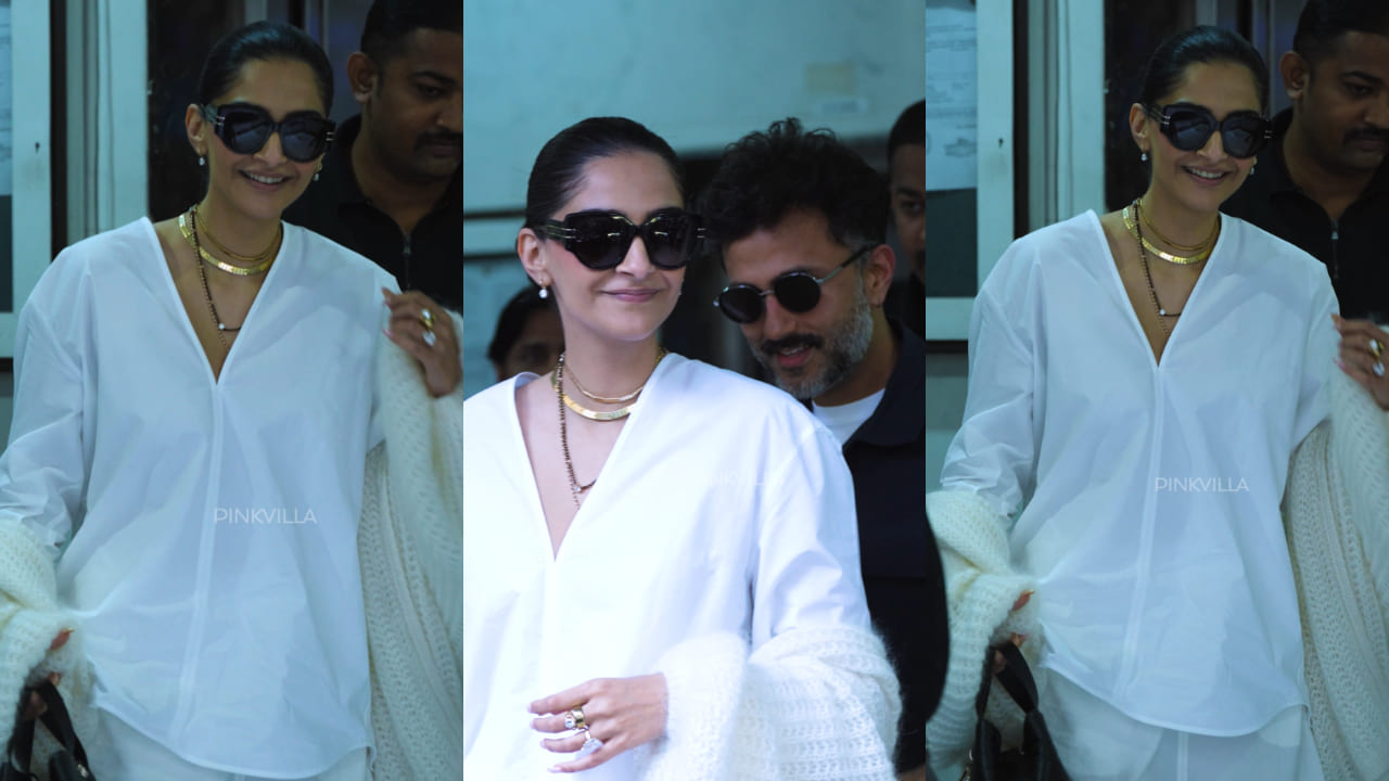 Sonam Kapoor wears mangalsutra with white cotton outfit and Dior bag worth Rs 3,60,000 on anniversary date with Anand Ahuja. PC: APH Images