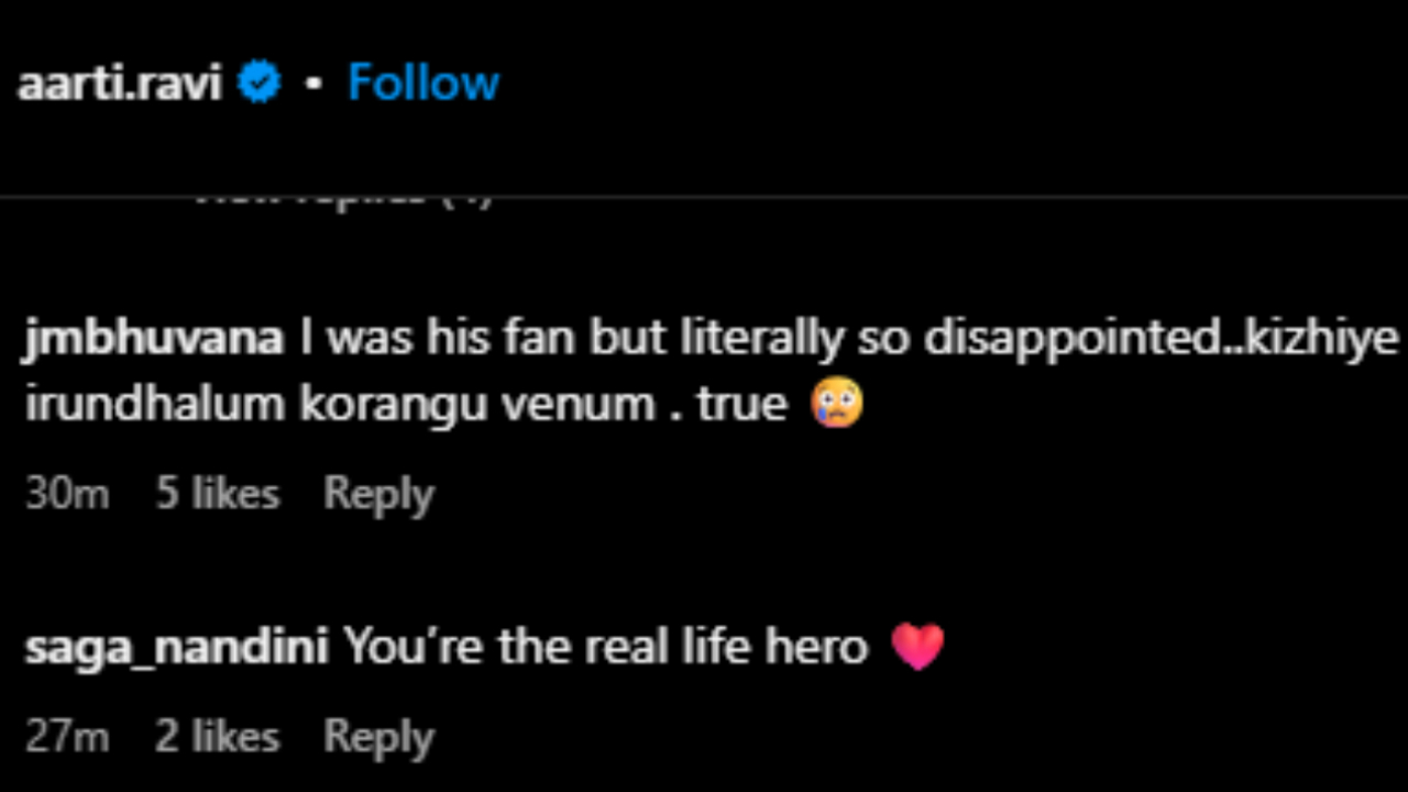 Netizens react to Aarti Ravi's statement (PC: Aarti Ravi, IG)