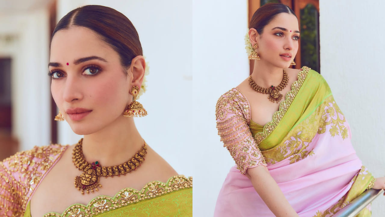 Tamannaah Bhatia-inspired jewelry ideas for new brides: From pearl choker to kundan necklace. PC: Gourab Ganguli, Ajay Kadam, Ishan Giri, Recall Pictures, Tamannaah Bhatia IG
