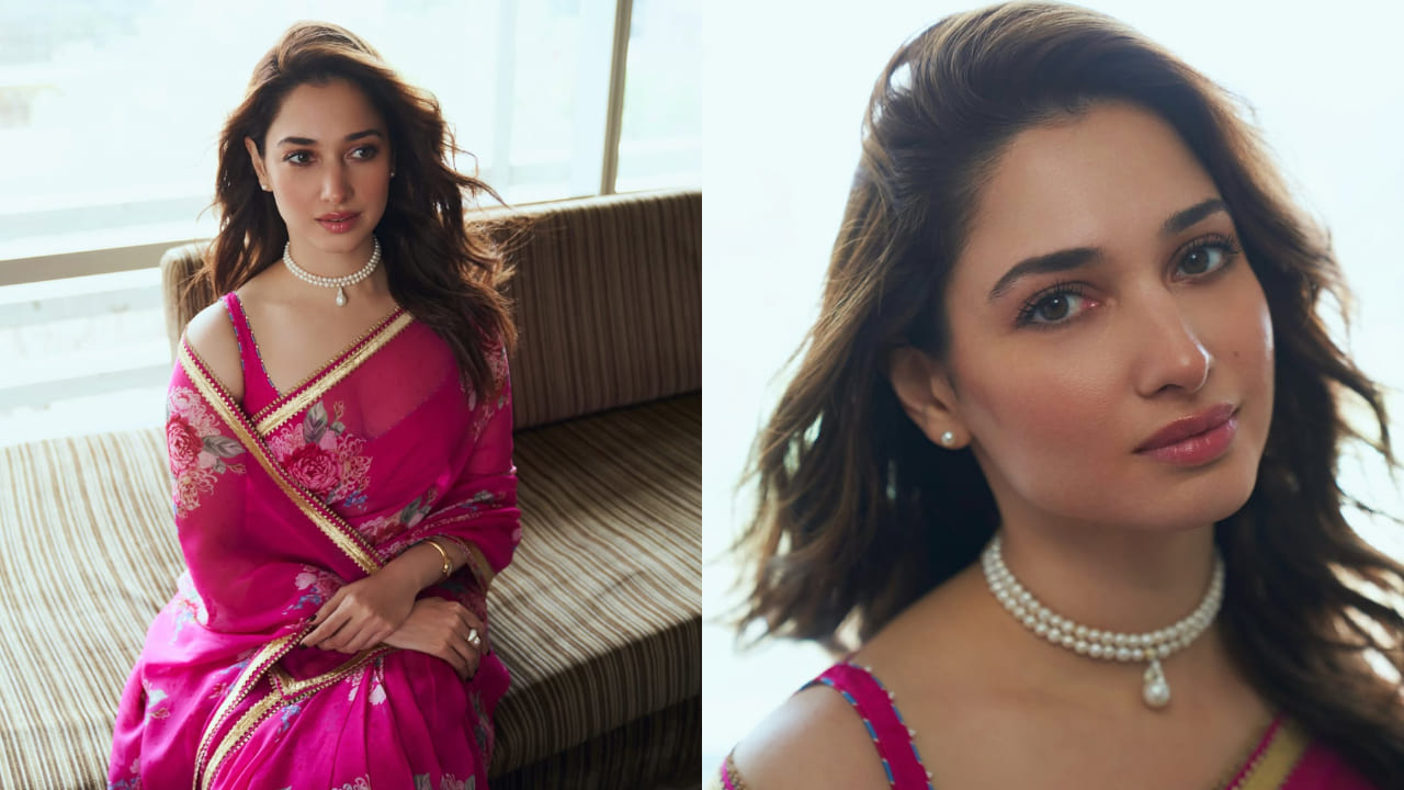 Tamannaah Bhatia-inspired jewelry ideas for new brides: From pearl choker to kundan necklace. PC: Gourab Ganguli, Ajay Kadam, Ishan Giri, Recall Pictures, Tamannaah Bhatia IG