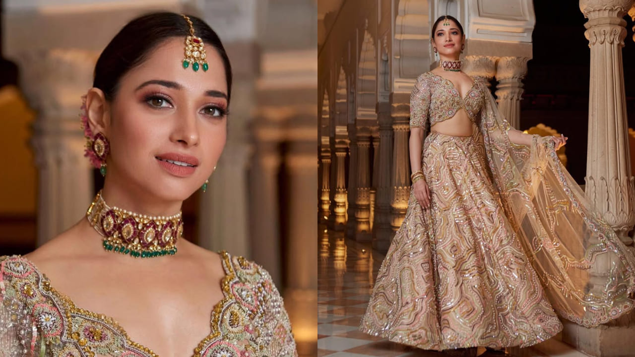 Tamannaah Bhatia-inspired jewelry ideas for new brides: From pearl choker to kundan necklace. PC: Gourab Ganguli, Ajay Kadam, Ishan Giri, Recall Pictures, Tamannaah Bhatia IG