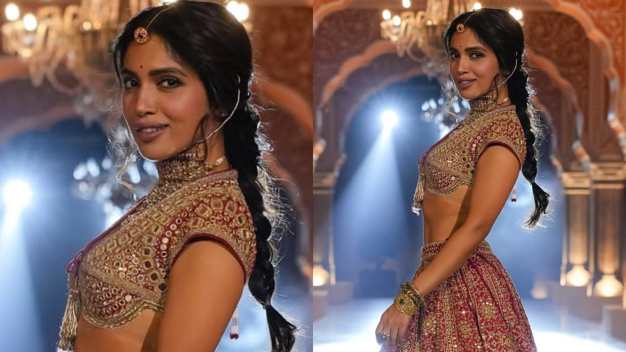 The Royals: Bhumi Pednekar wears 35-year-old mirror-work wedding lehenga by Abu Jani Sandeep Khosla. PC: Abu Jani Sandeep Khosla IG