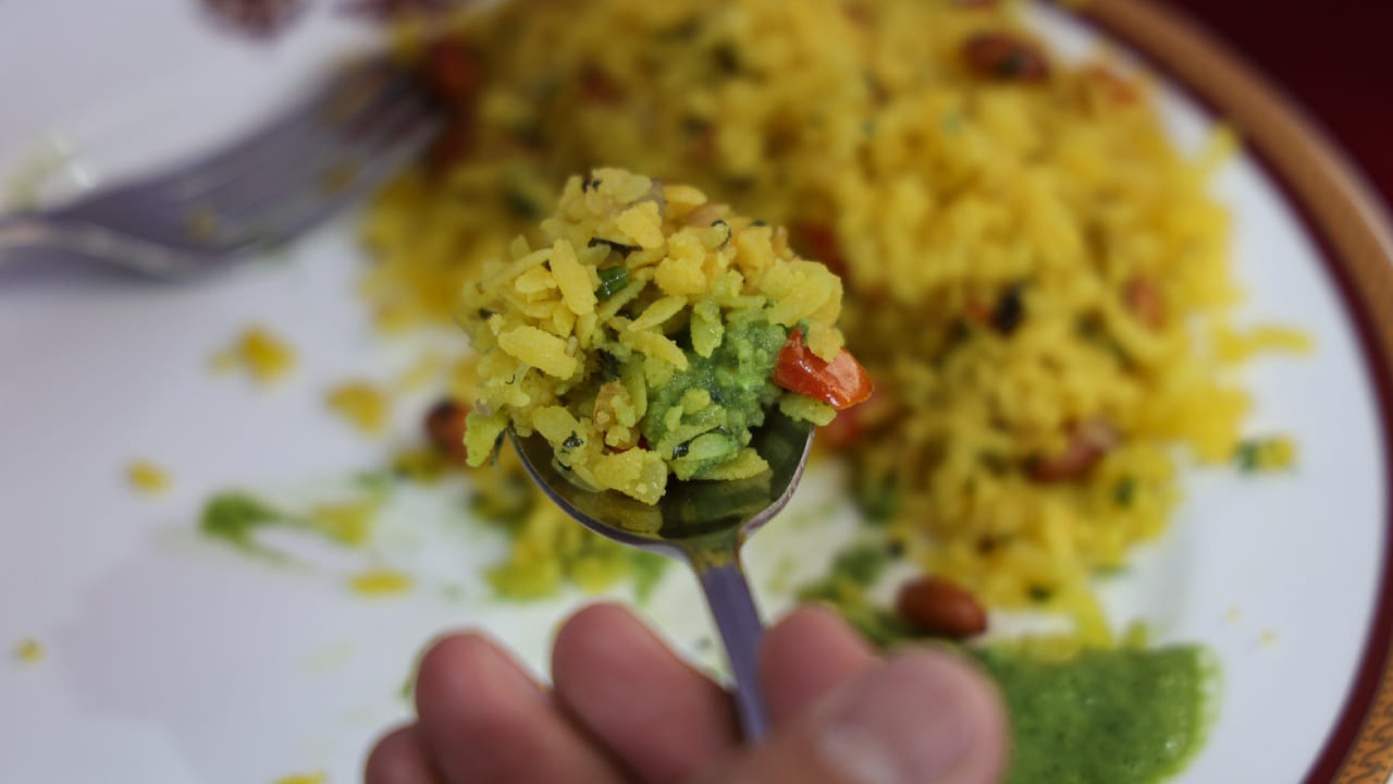 Madhuri Dixit’s authentic Maharashtrian Kanda Poha recipe; here’s how to make it for breakfast. PC: Canva Pro 