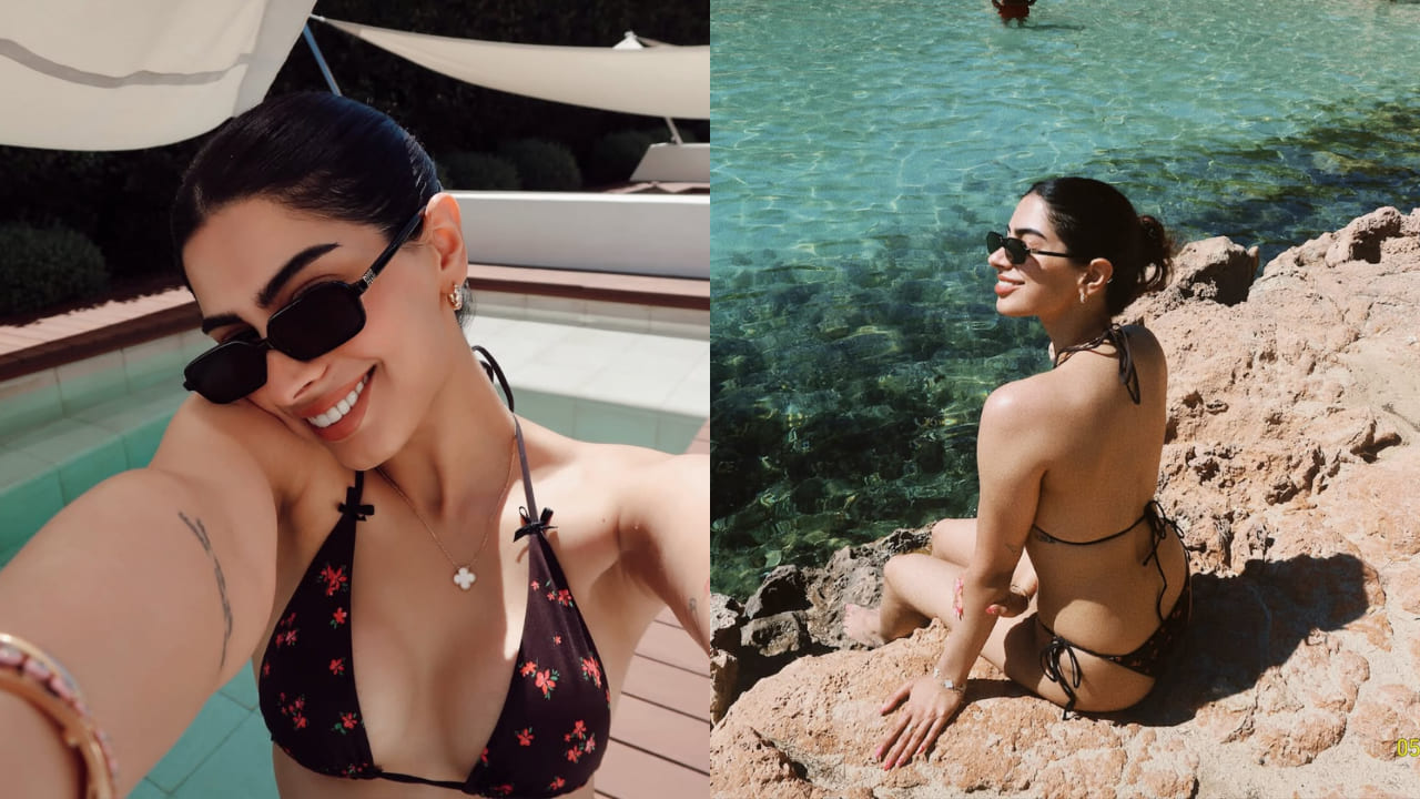 Khushi Kapoor channels both CUTE-HOT girl energy at vacation in bikini and pastel green maxi with floral nail art