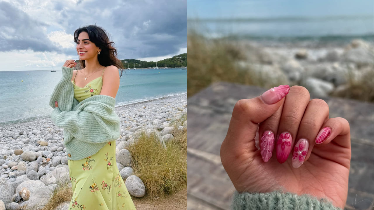 Khushi Kapoor channels both CUTE-HOT girl energy at vacation in bikini and pastel green maxi with floral nail art
