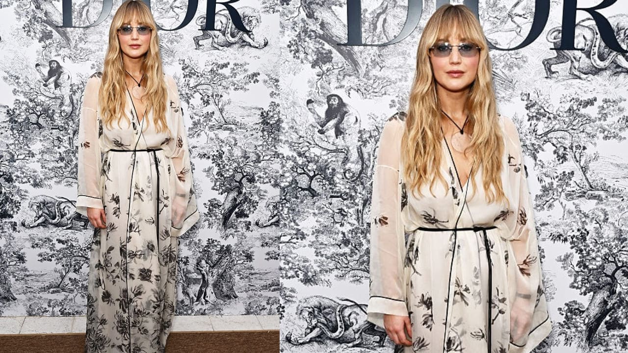 Jennifer Lawrence in floral kimono