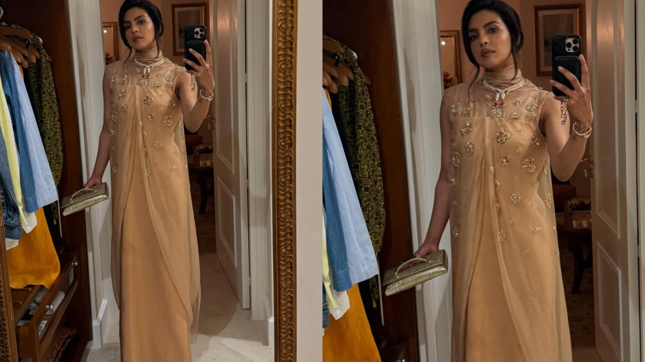 Priyanka Chopra shines in vintage Dior beige gown paired with Bvlgari’s diamond Serpenti necklace at Italy event