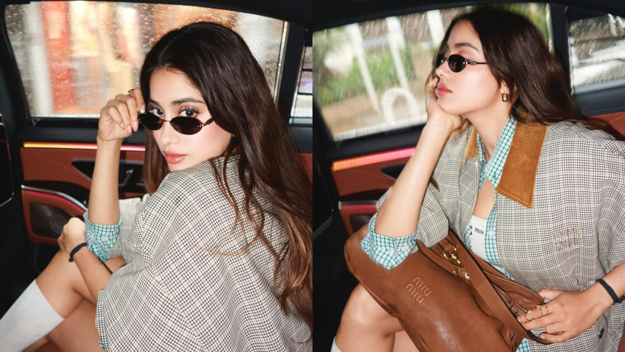 Janhvi Kapoor turns heads in Cannes with school-going look in knit skirt set and socks topped with oversized jacket