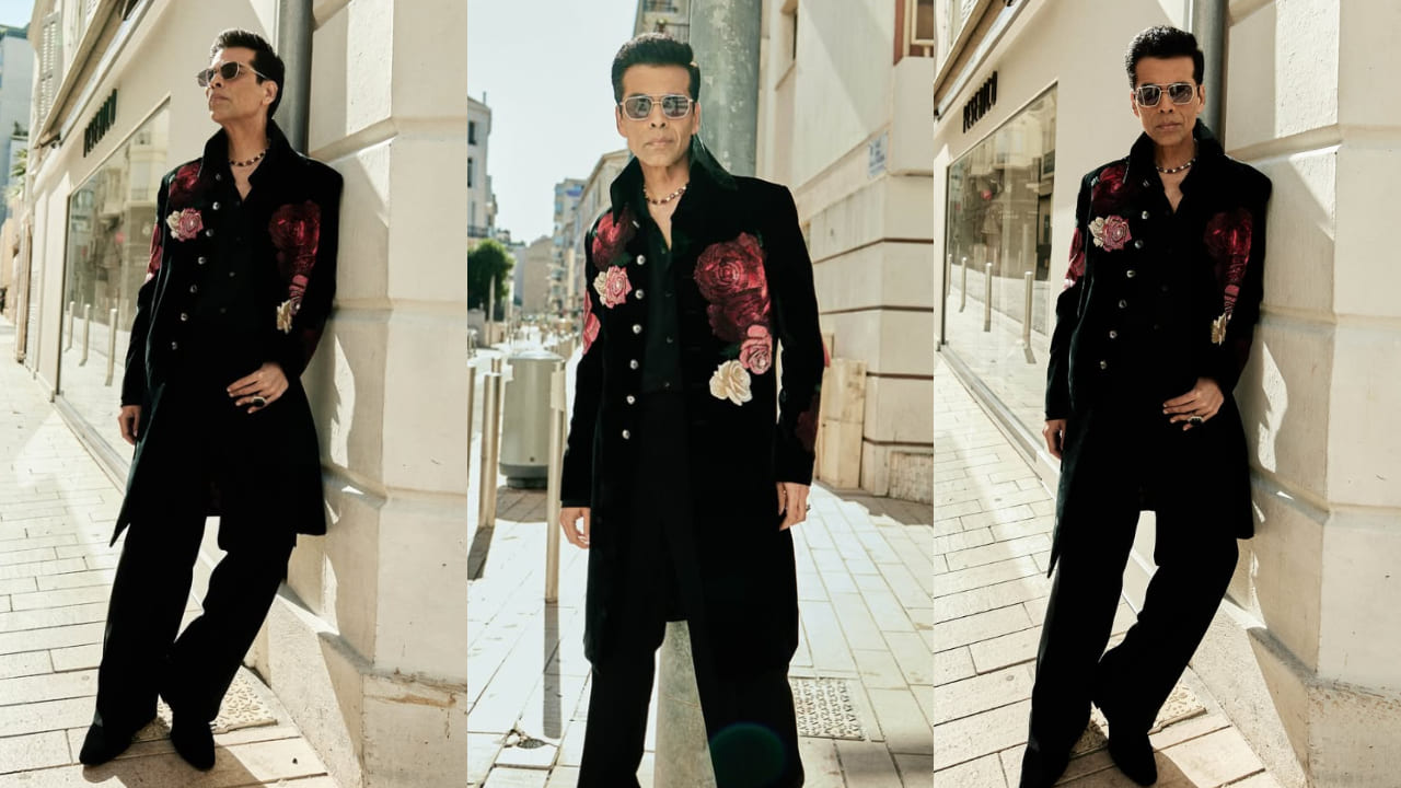Cannes Film Festival 2025: Karan Johar’s Rohit Bal rose outfit took 410 hours to make. PC: Sheldon Santos