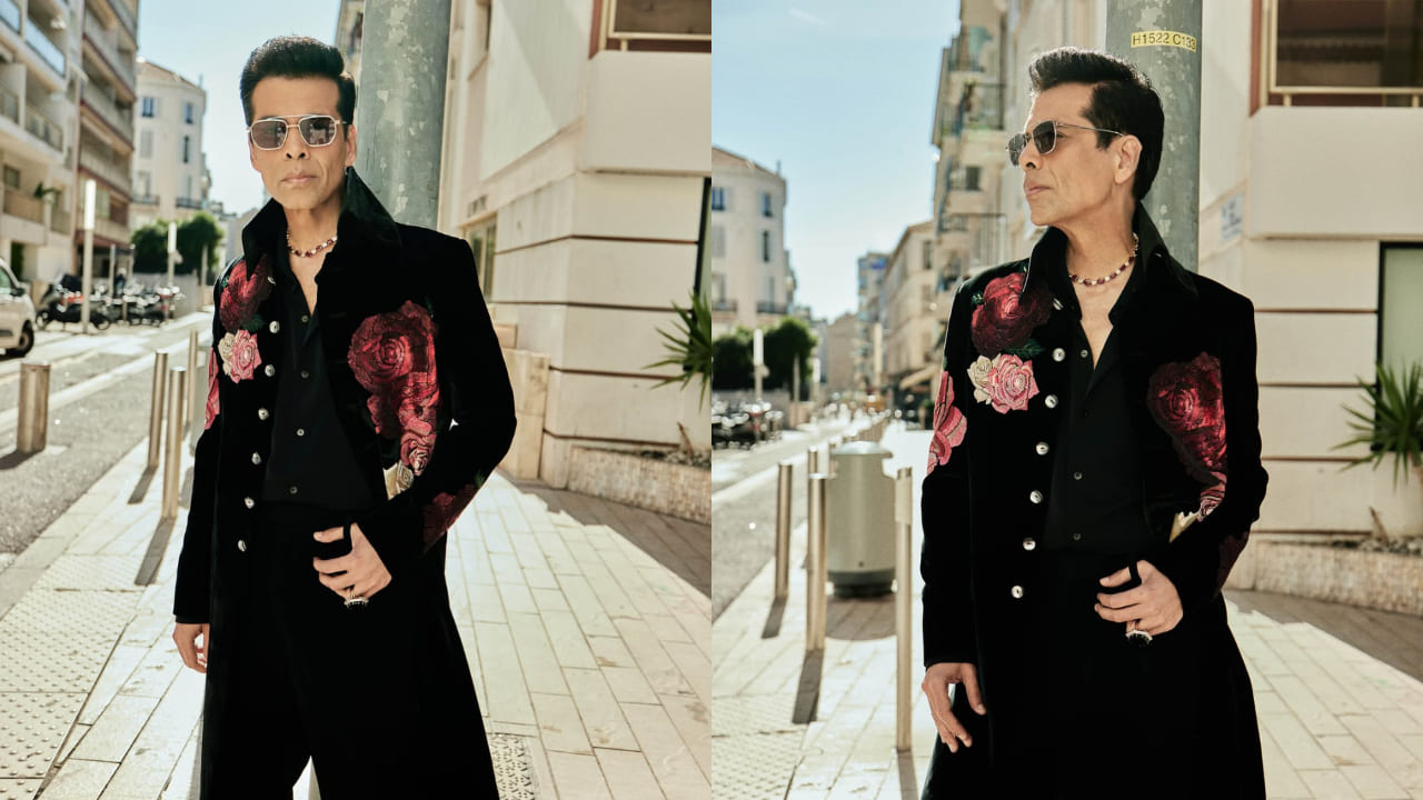 Cannes Film Festival 2025: Karan Johar’s Rohit Bal rose outfit took 410 hours to make. PC: Sheldon Santos