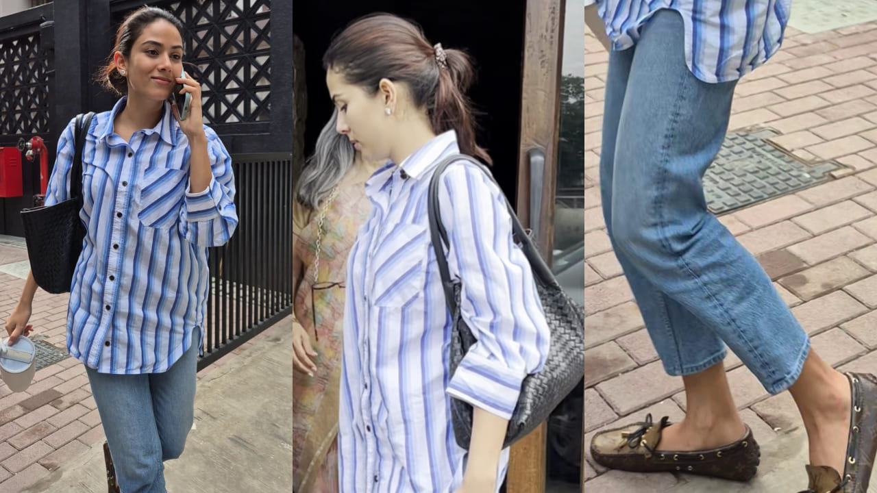 Mira Rajput wears Rs 72,000 loafers with casual shirt and denim jeans look for a day out in Mumbai. PC: Bablu, Varinder, APH Images 