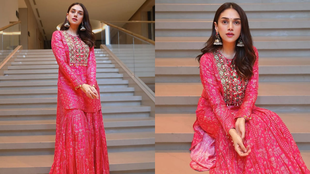 5 celeb-inspired short kurti and gharara looks for wedding season. PC: Tiana Kamte, Sukriti Grover IG, Black Box Creatives, Sara Ali khan IG, Ritika Mirchandani IG