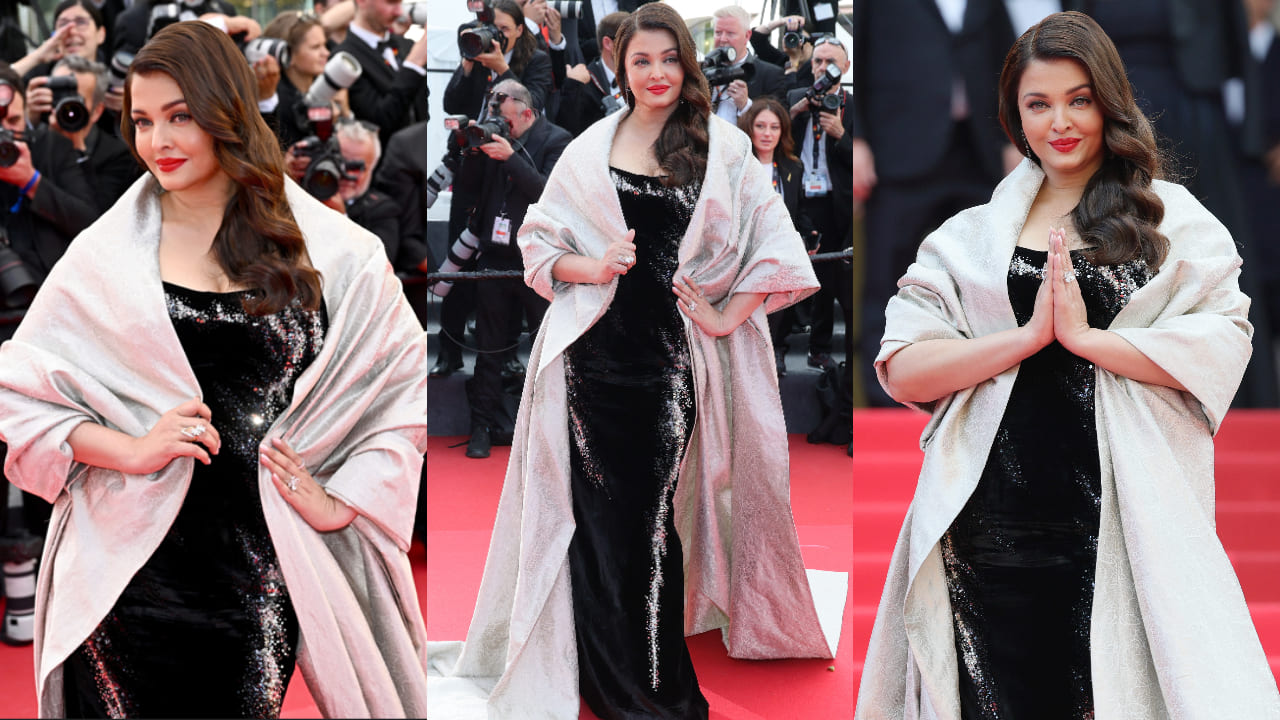 Cannes Film Festival 2025: Aishwarya Rai Bachchan looks regal in her second look wearing Gaurav Gupta velvet gown and shawl