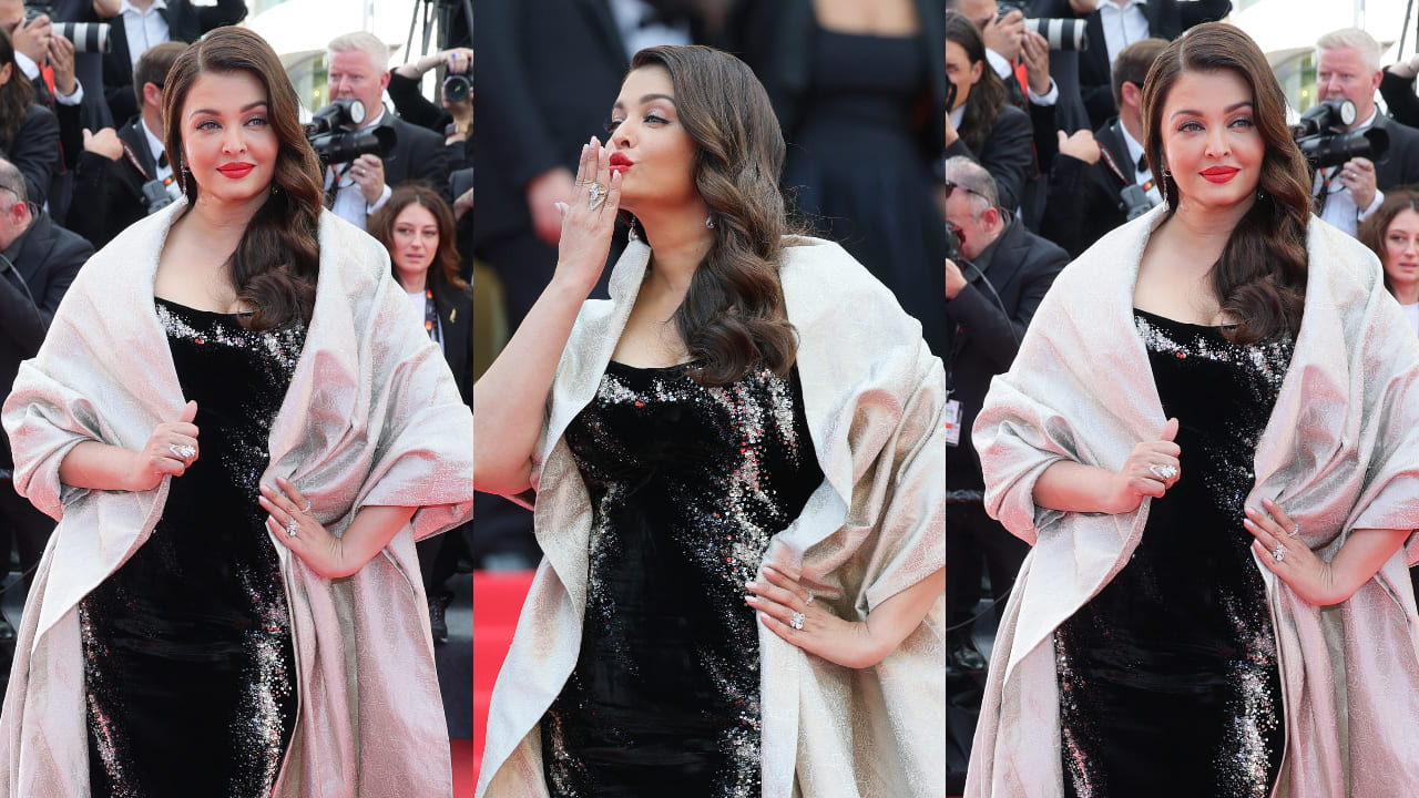 Cannes Film Festival 2025: Aishwarya Rai Bachchan looks regal in her second look wearing Gaurav Gupta velvet gown and shawl